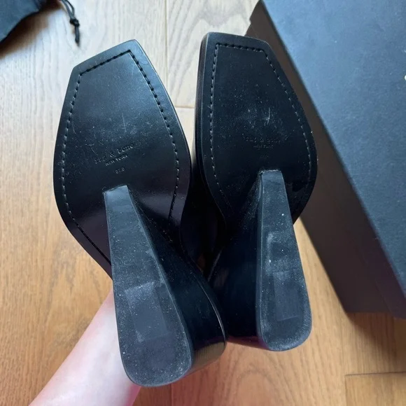 BNIB Rag & Bone Santiago Wedge - Black Leather - Size 7.5 (37.5) - Picture 10 of 11